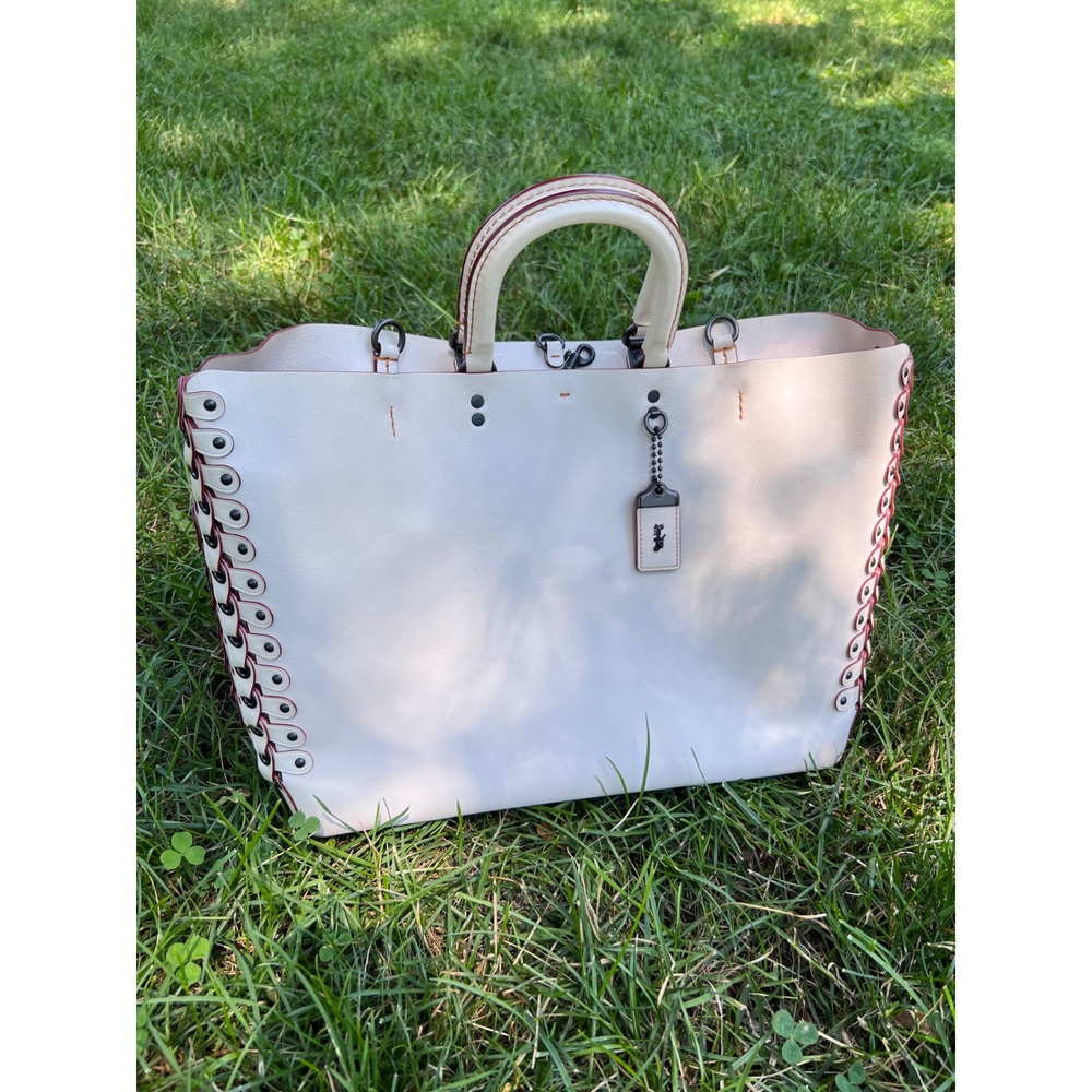 COACH 1941 Rogue Off White Tote Glovetanned Leather Link Detail 86810 - Picture 9 of 11